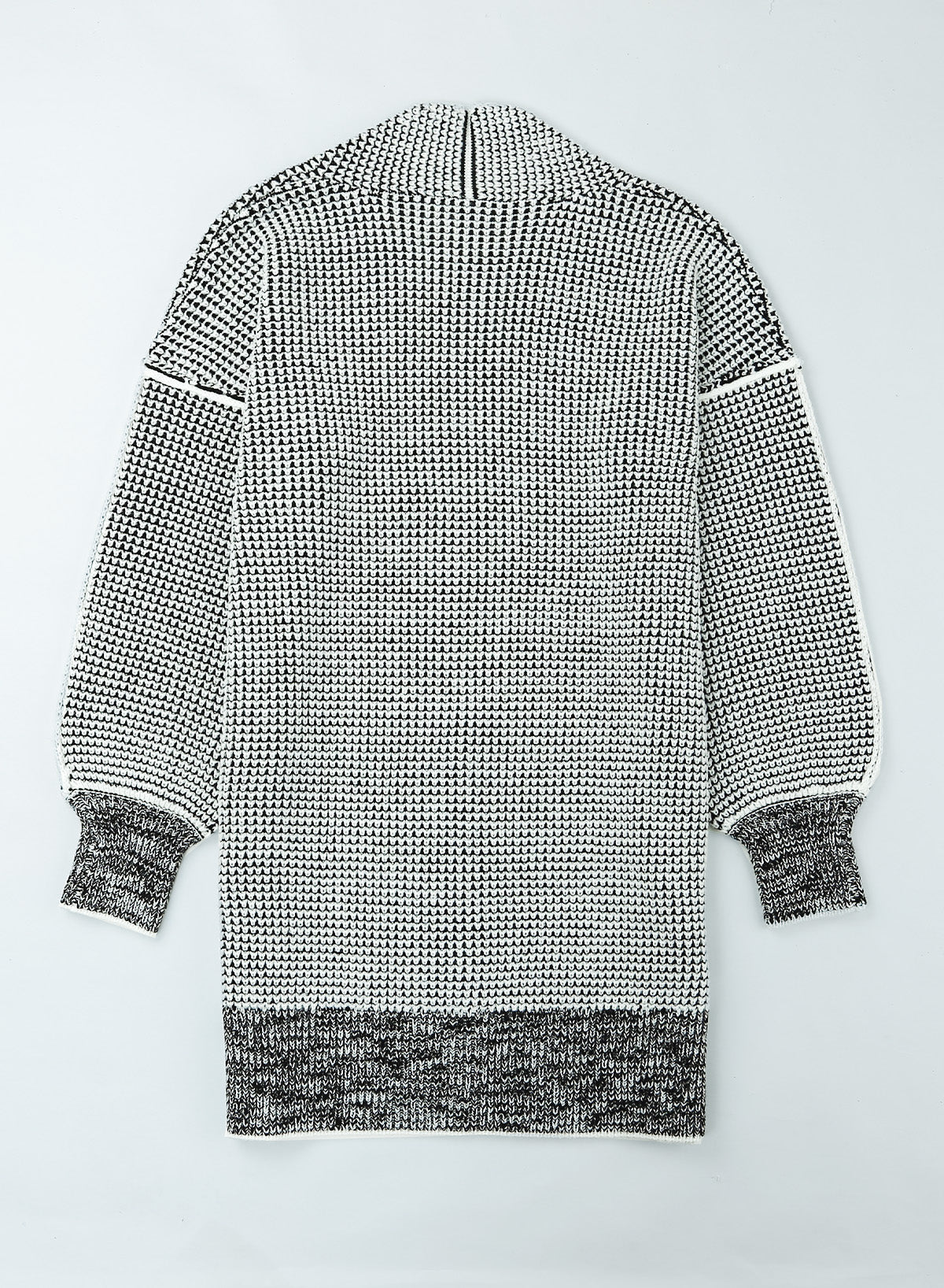 Apricot Plaid Knitted Long Open Front Cardigan - Winter Collection