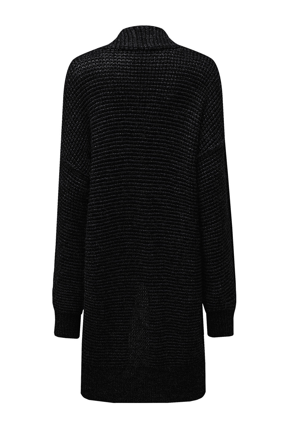 Apricot Plaid Knitted Long Open Front Cardigan - Winter Collection
