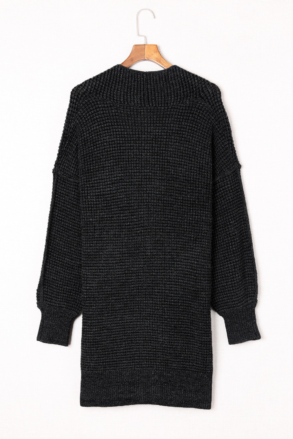 Apricot Plaid Knitted Long Open Front Cardigan - Winter Collection