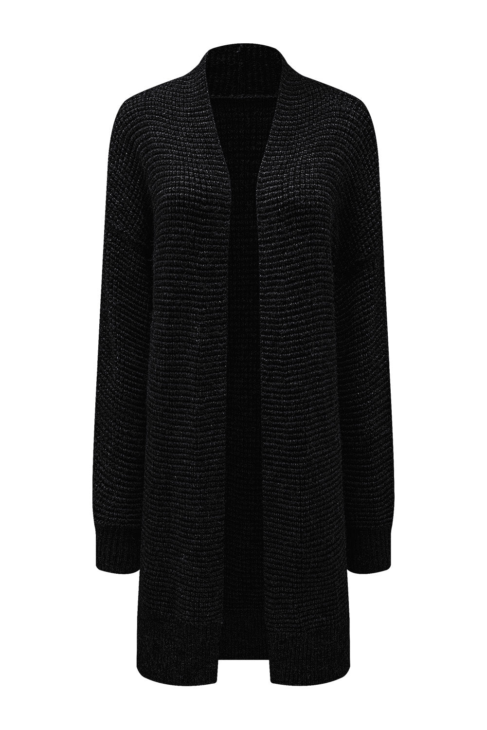 Apricot Plaid Knitted Long Open Front Cardigan - Winter Collection