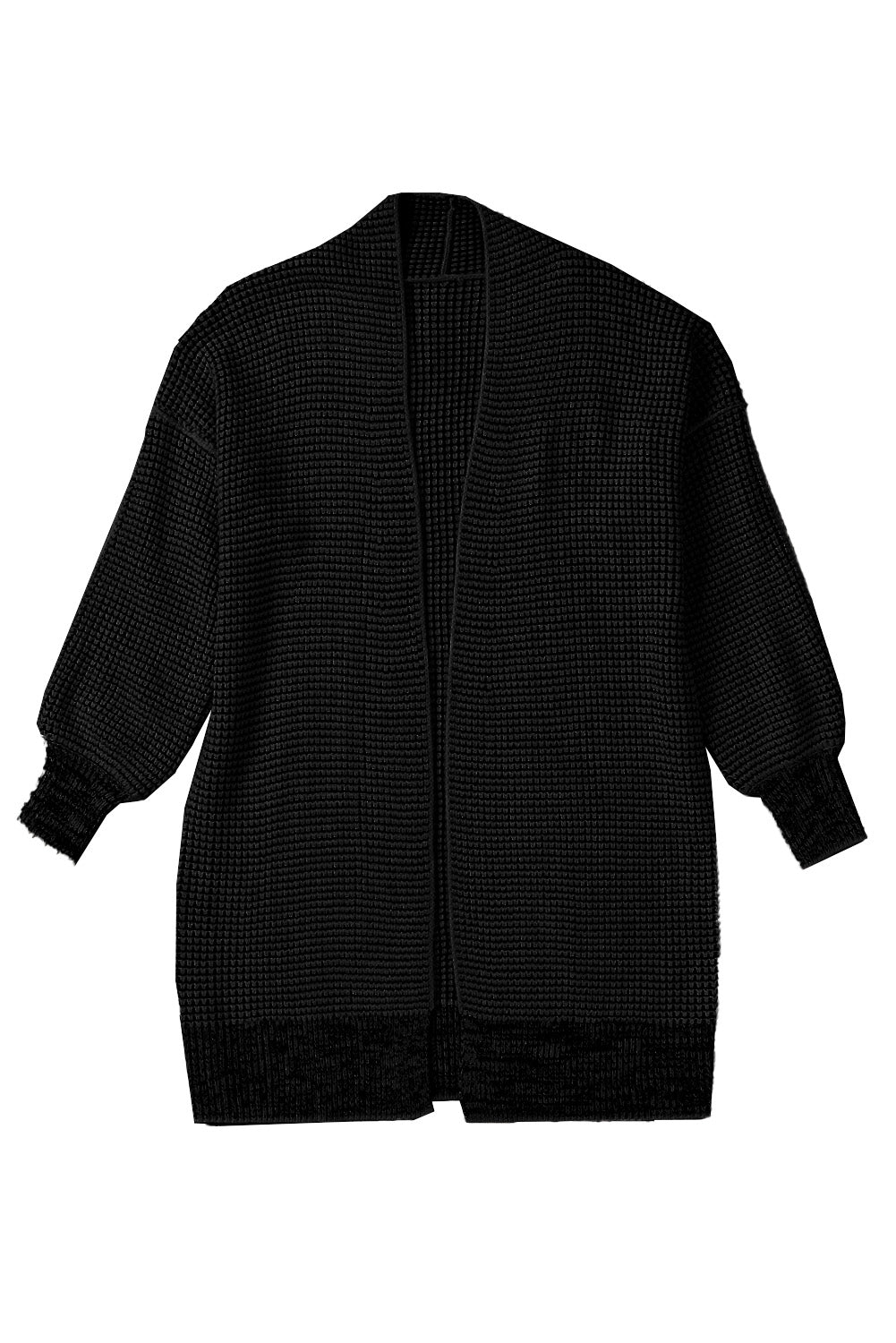 Apricot Plaid Knitted Long Open Front Cardigan - Winter Collection