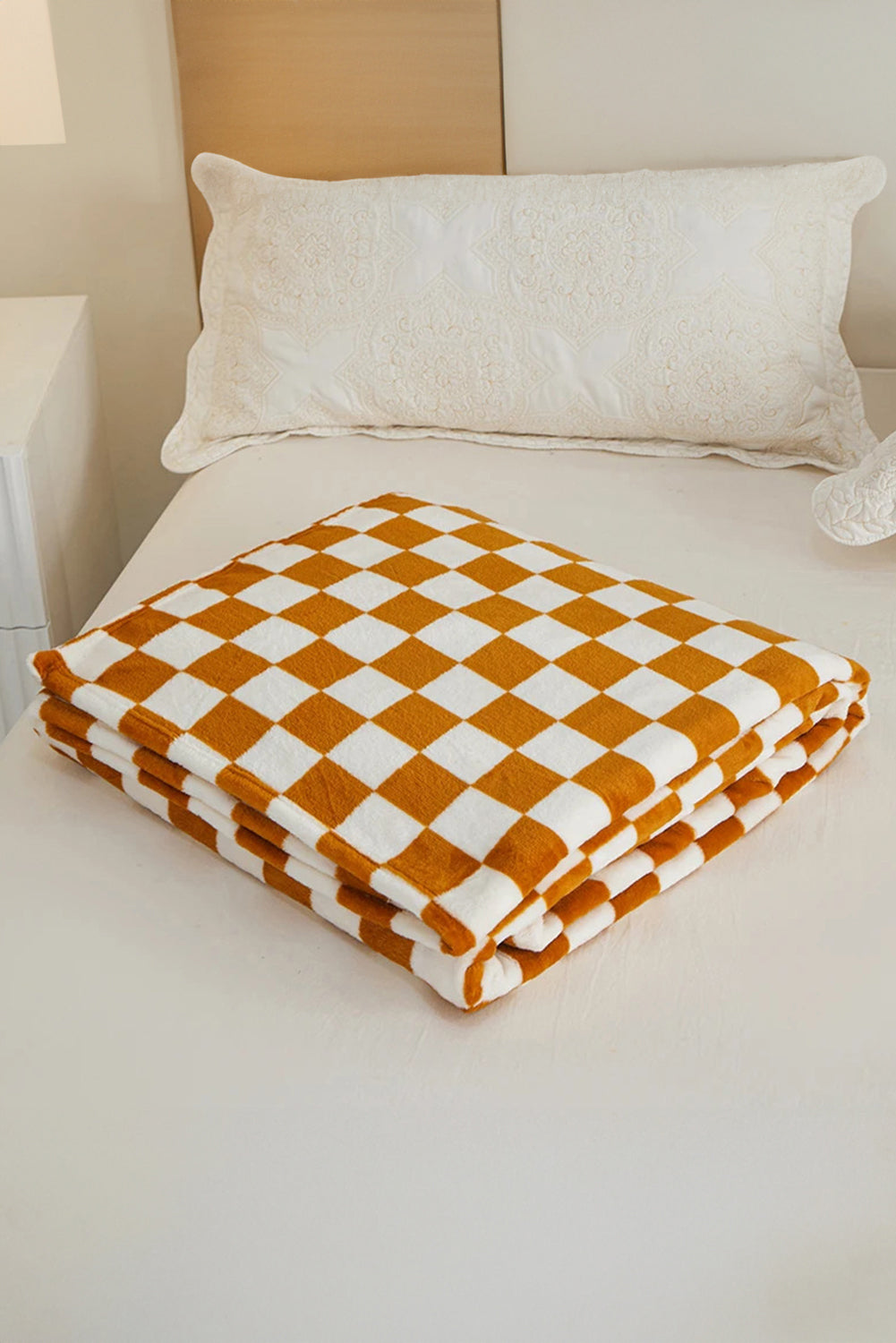 Yellow Checkered Soft Throw Plush Blanket 120*200cm