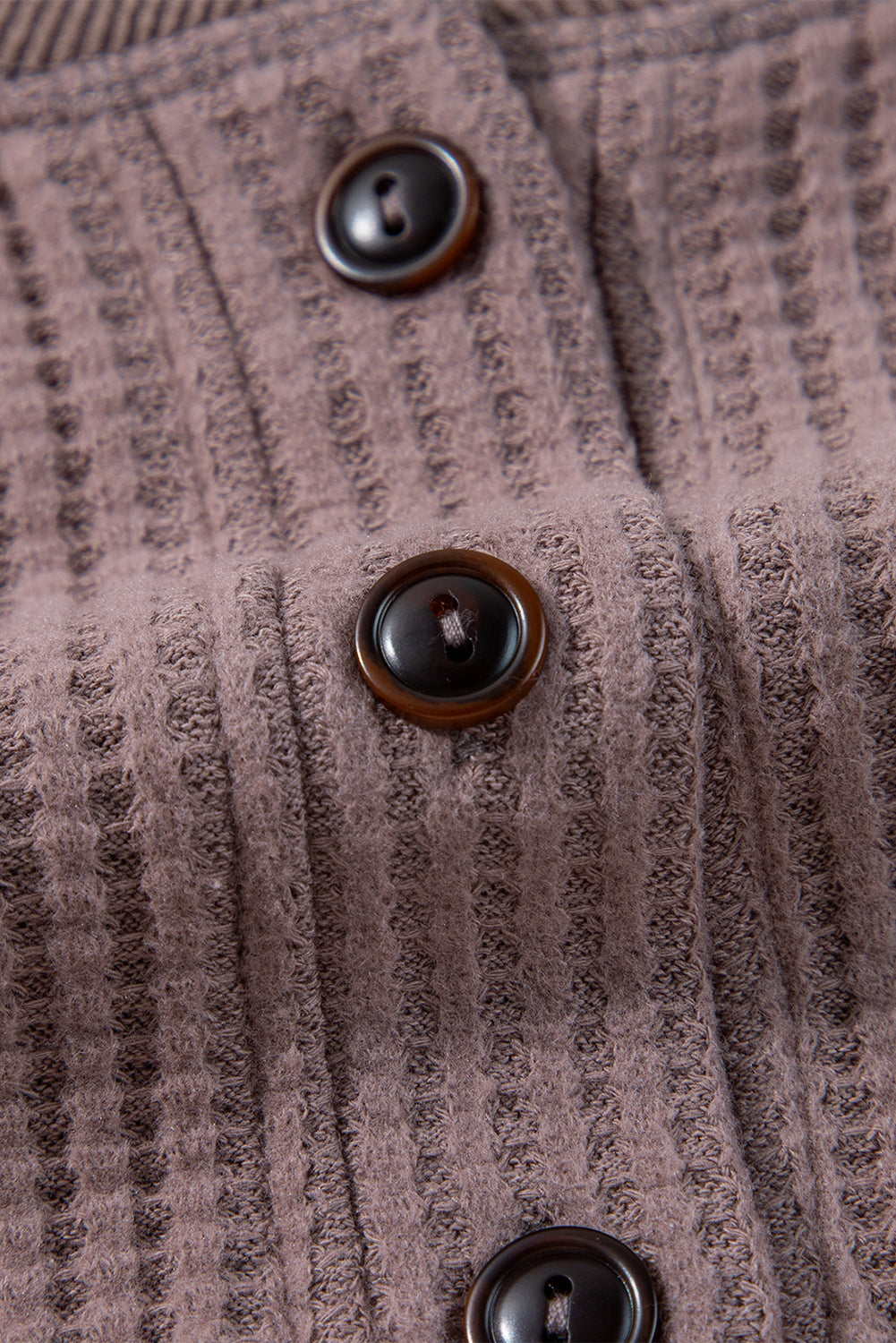 Chestnut Textured Knit Henley Long Sleeve Top