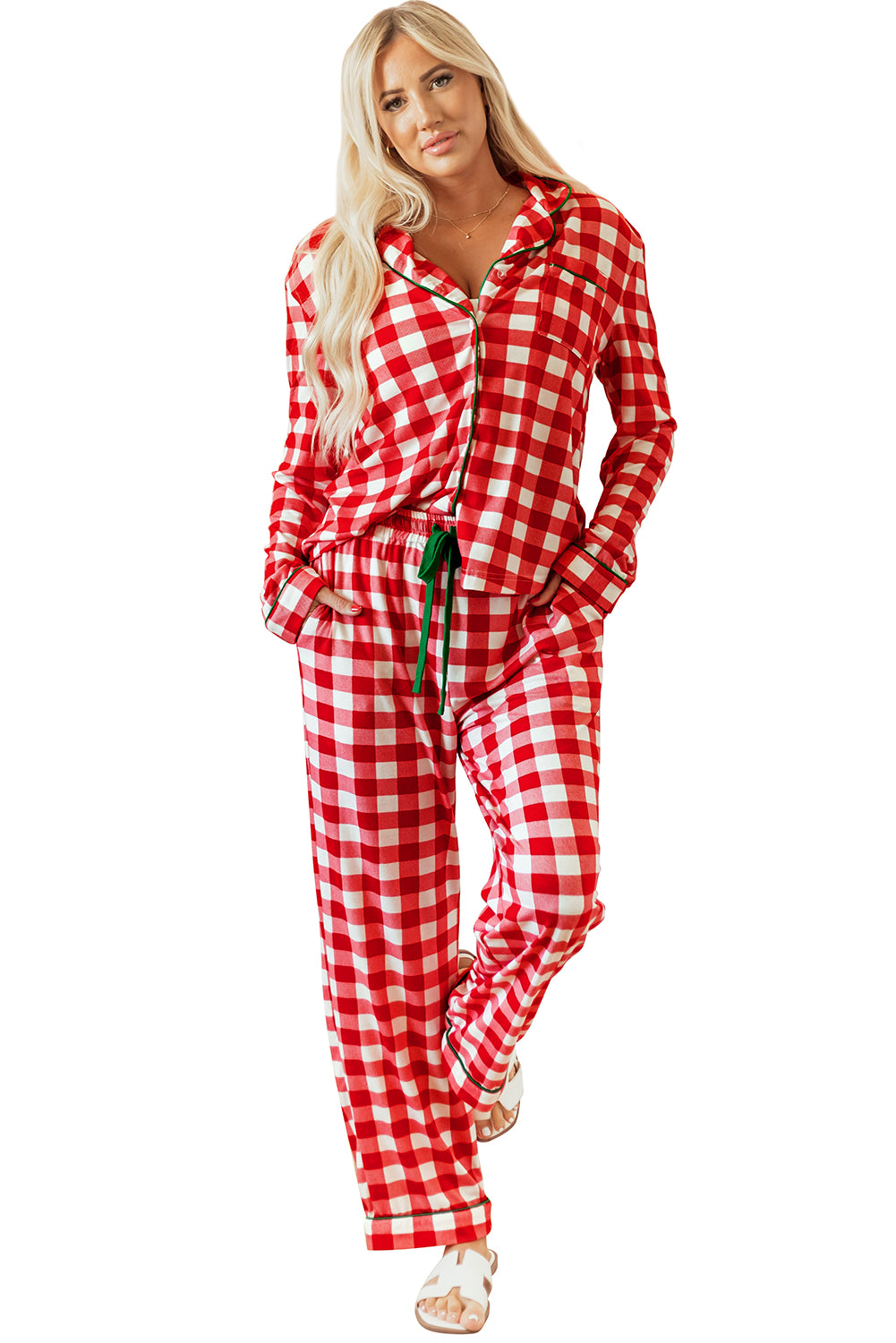 Checkered Christmas Shirt and Pants Pajama Set