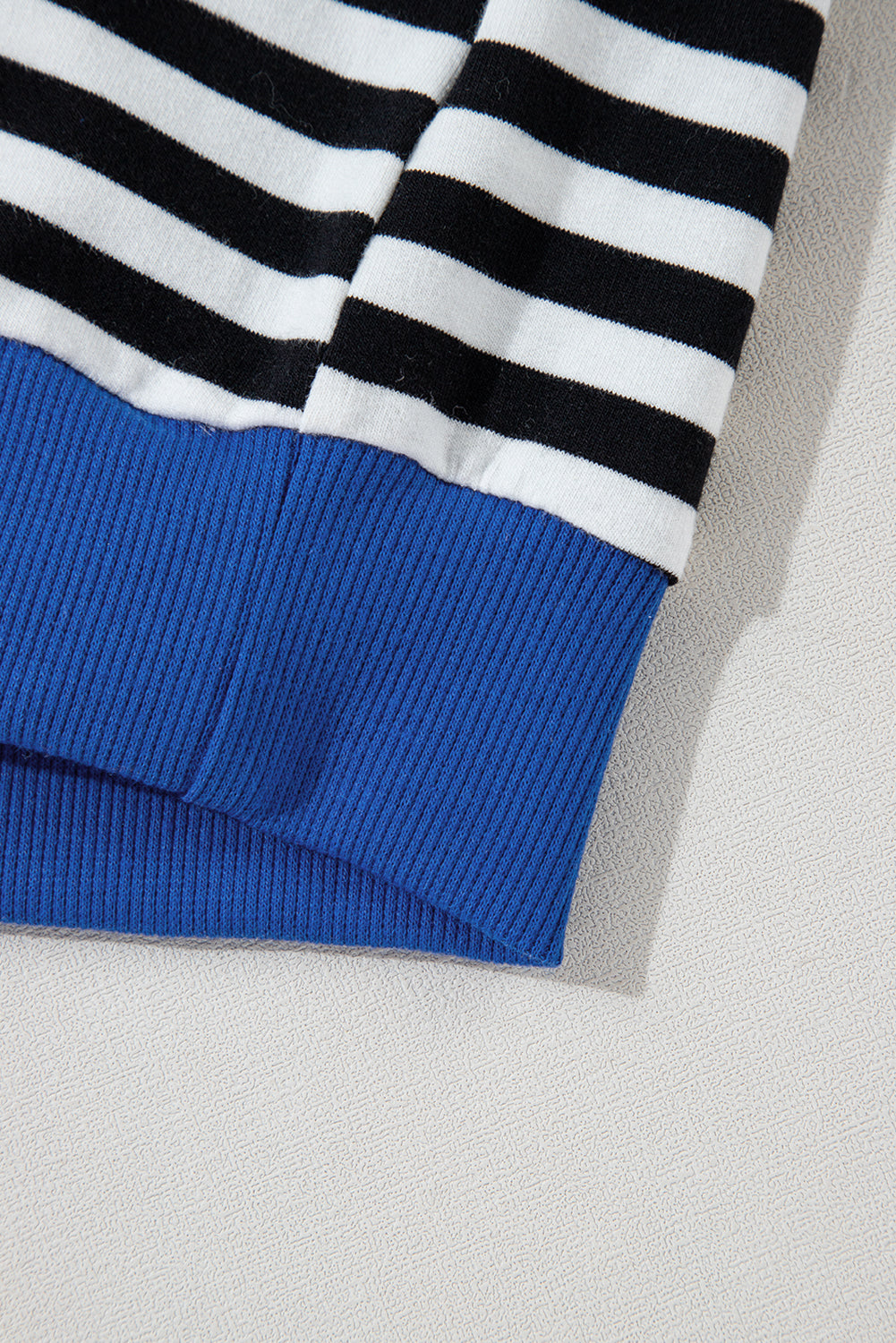 Blue Stripe Oversized Contrast Trim Pullover Sweatshirt