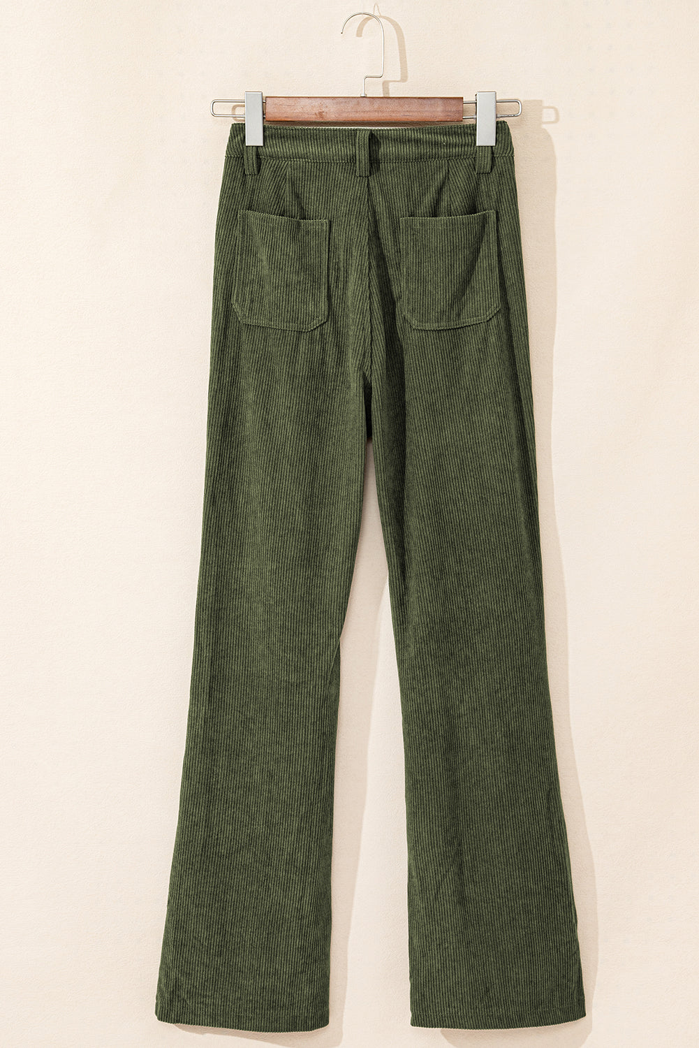 Brown High Waist Square Pockets Corduroy Pants