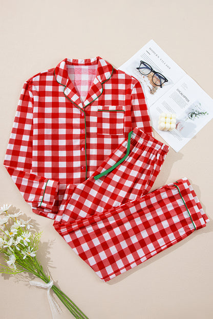 Checkered Christmas Shirt and Pants Pajama Set