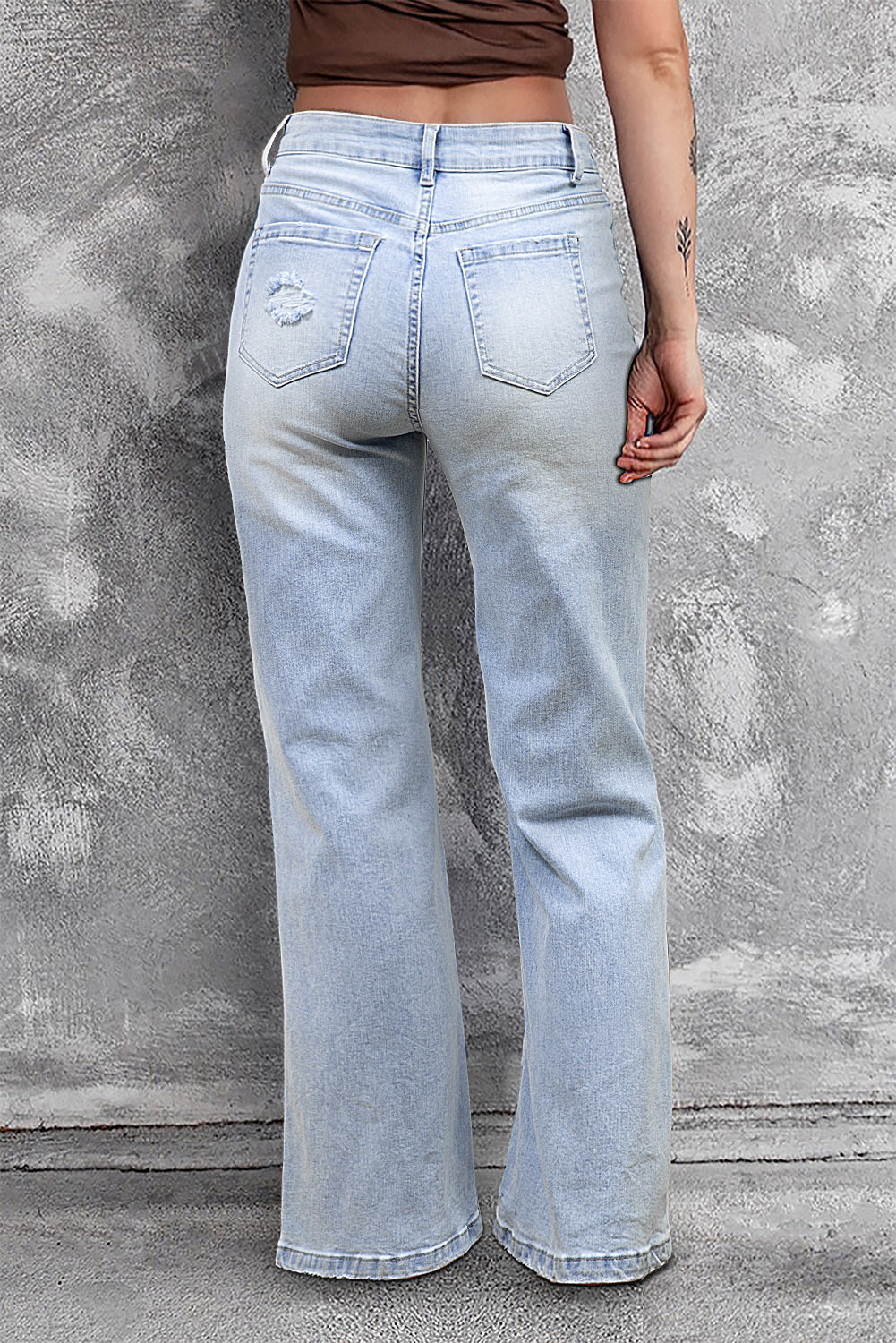 Beau Blue Vintage Light Wash Distressed Flare Jeans