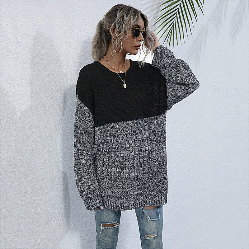 women's mid-length long sleeve knitted sweater