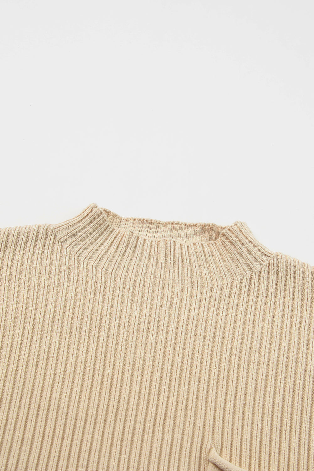 Pocket Ribbed Knit Short Sleeve Sweater