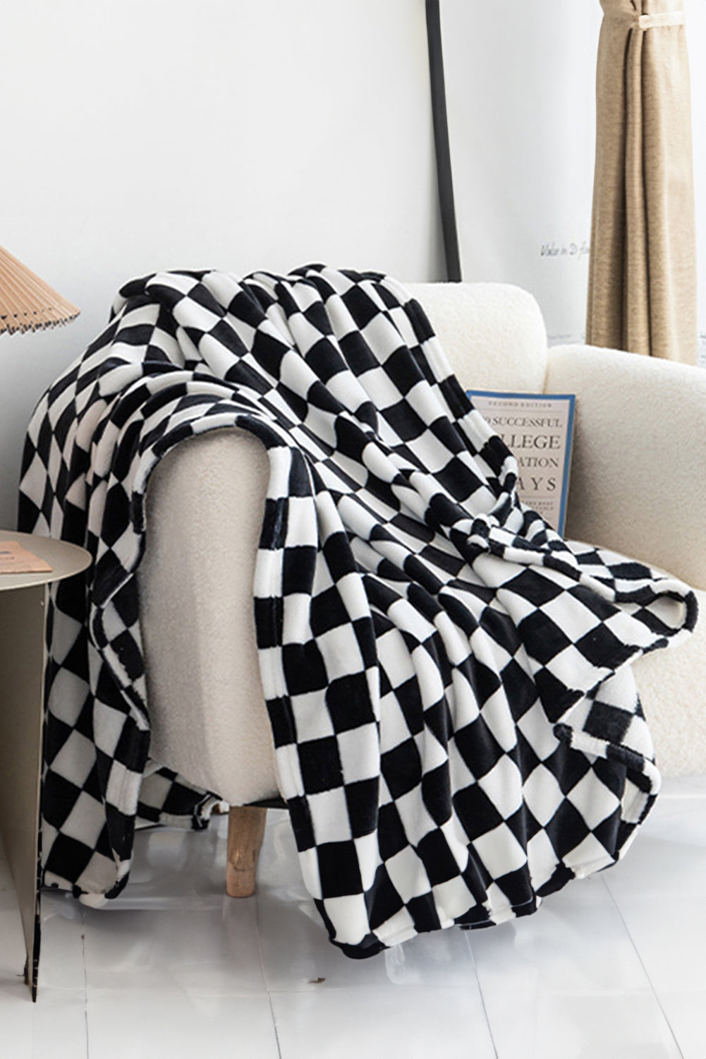 Yellow Checkered Soft Throw Plush Blanket 120*200cm