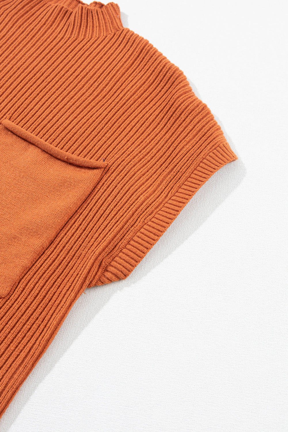 Pocket Ribbed Knit Short Sleeve Sweater