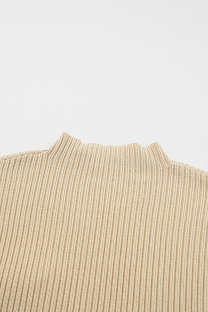 Pocket Ribbed Knit Short Sleeve Sweater