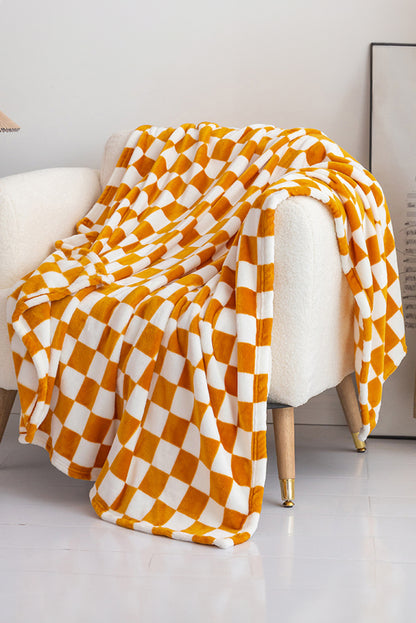 Yellow Checkered Soft Throw Plush Blanket 120*200cm