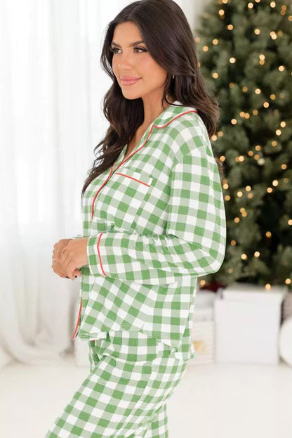 Checkered Christmas Shirt and Pants Pajama Set