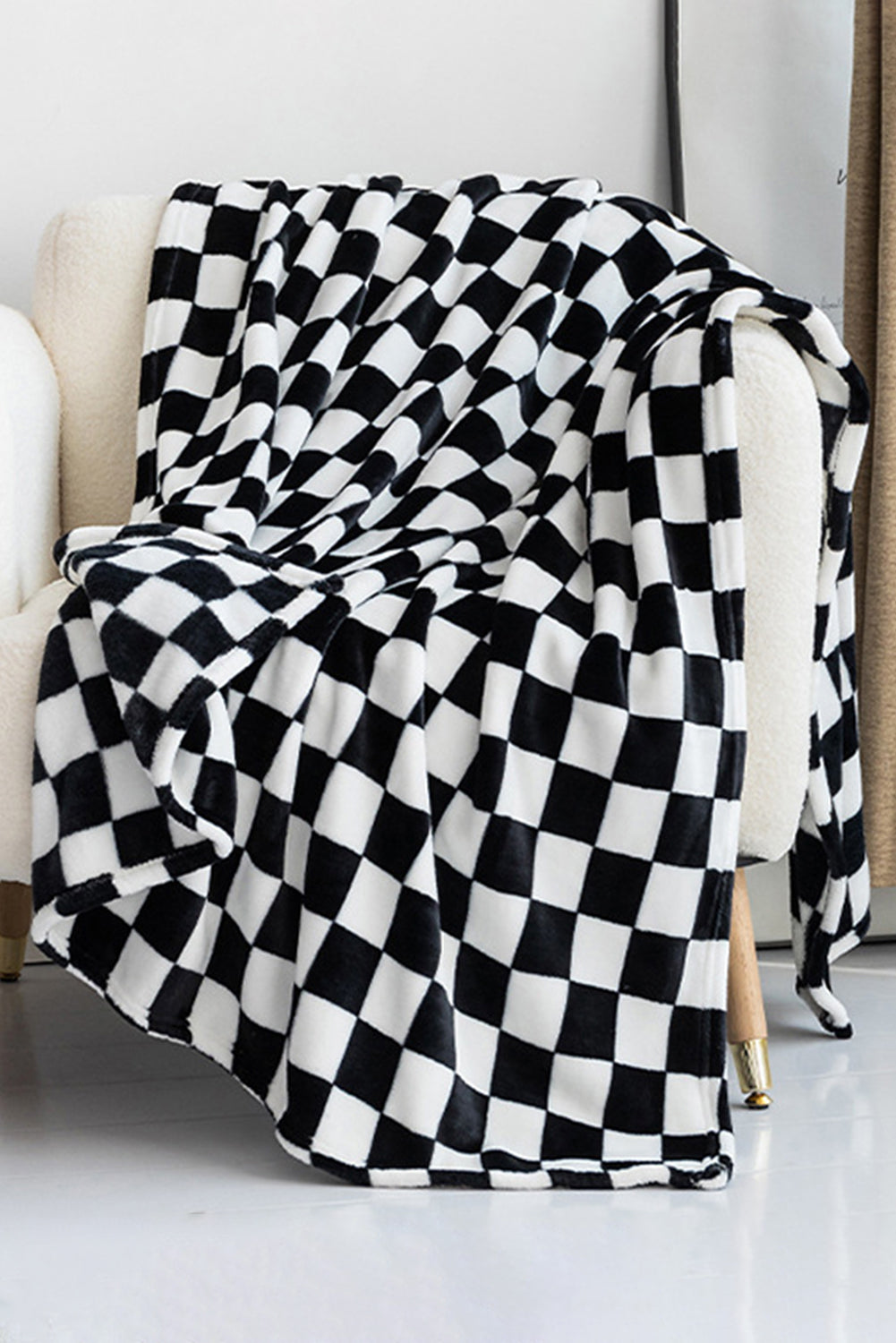 Yellow Checkered Soft Throw Plush Blanket 120*200cm