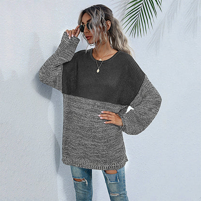 women's mid-length long sleeve knitted sweater