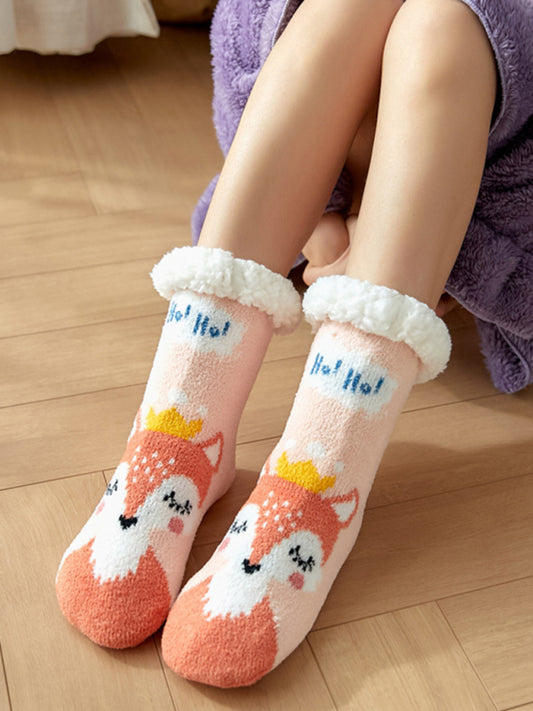 Women's Cozy Animal Print Cotton Socks