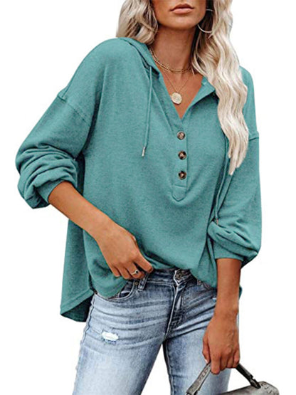 Women's Cardigan Hoodie Casual Loose Solid Color Sweatshirt