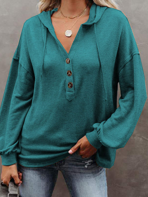 Women's Cardigan Hoodie Casual Loose Solid Color Sweatshirt