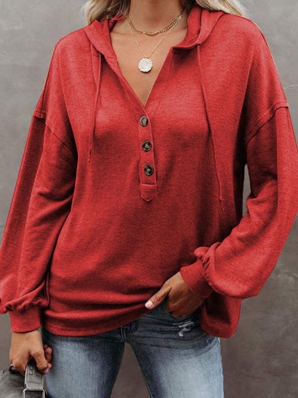 Women's Cardigan Hoodie Casual Loose Solid Color Sweatshirt