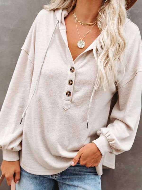 Women's Cardigan Hoodie Casual Loose Solid Color Sweatshirt