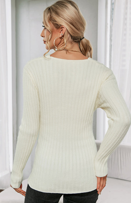 V-Neck Pullover Cross Sweater