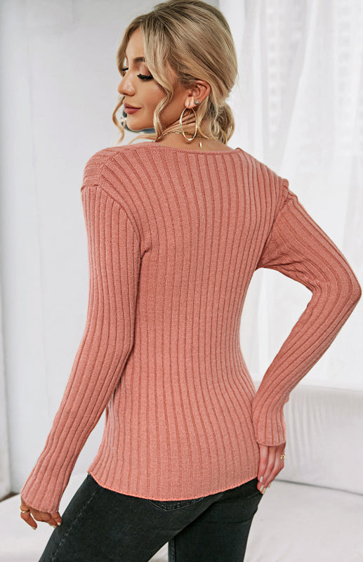 V-Neck Pullover Cross Sweater