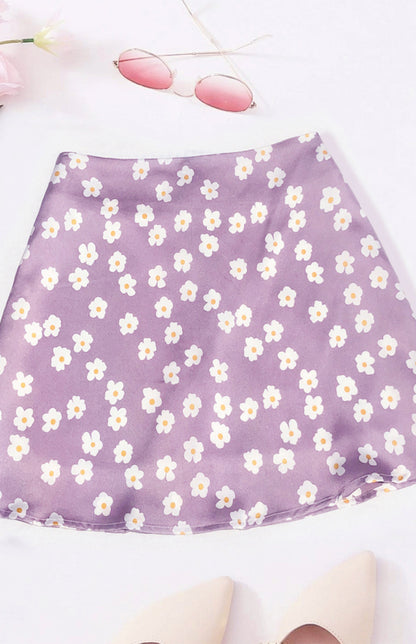 Women's High Waist Satin Print A Fashion Sexy Half-Body Skirt