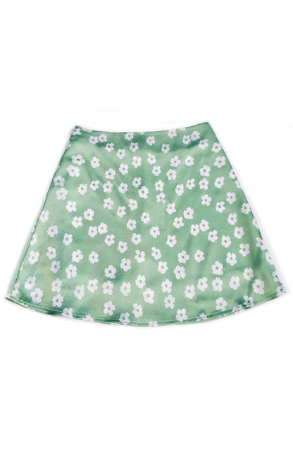 Women's High Waist Satin Print A Fashion Sexy Half-Body Skirt