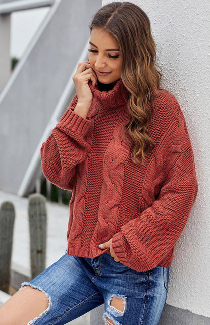 Women's  Thick Knit Turtleneck Pullover Sweater