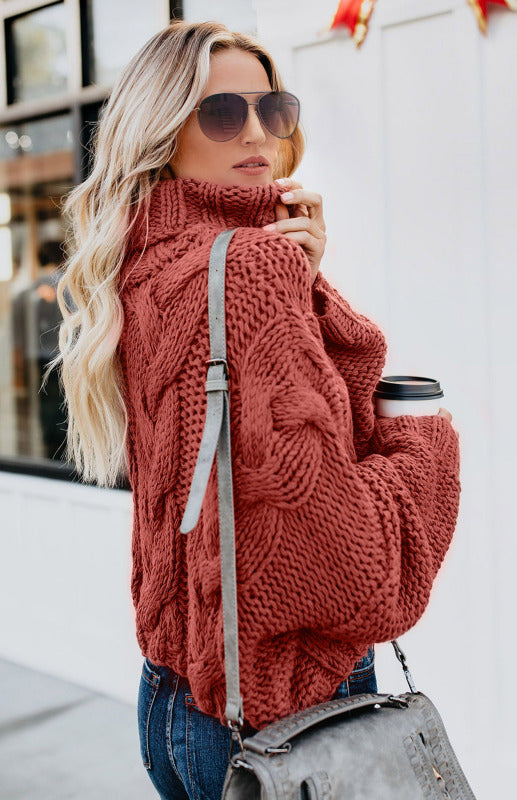 Women's  Thick Knit Turtleneck Pullover Sweater