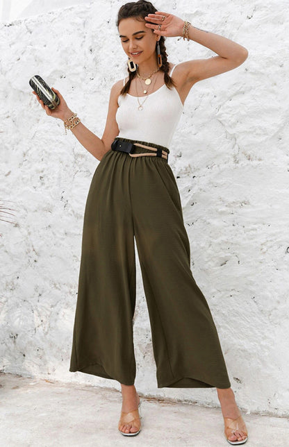 High Waist Skinny Straight Casual Wide Leg Pants