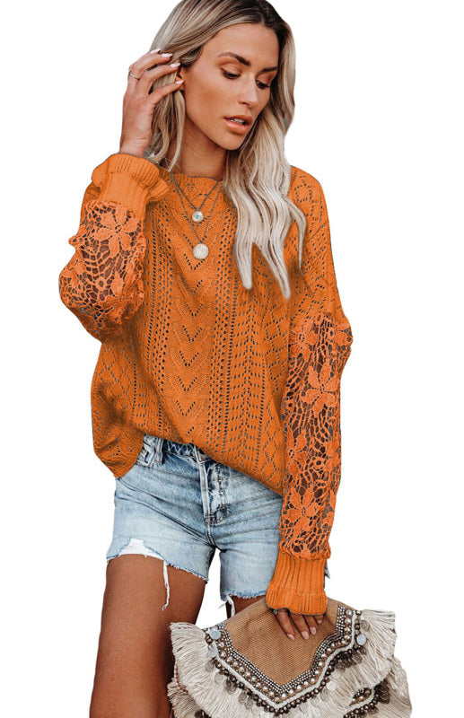 Long Sleeve Cutout Petal Sleeve Sweater