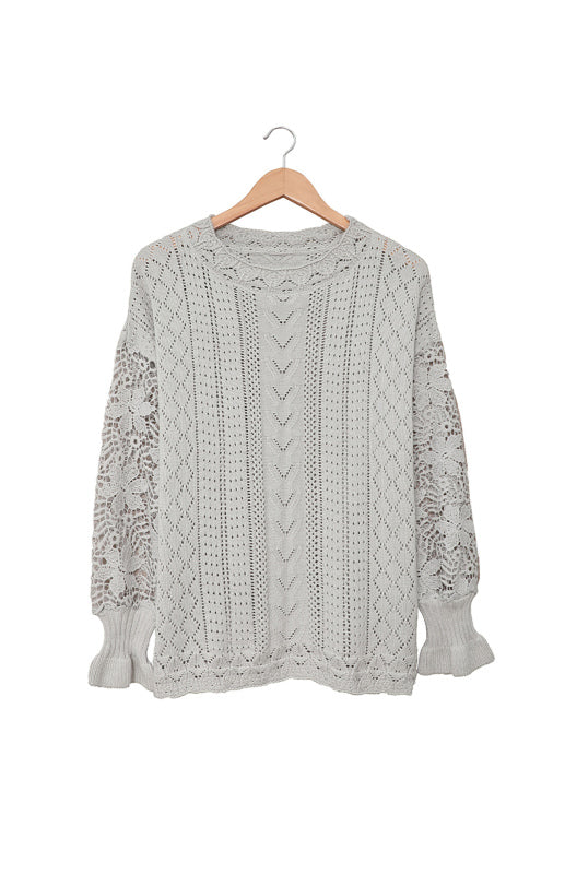 Long Sleeve Cutout Petal Sleeve Sweater