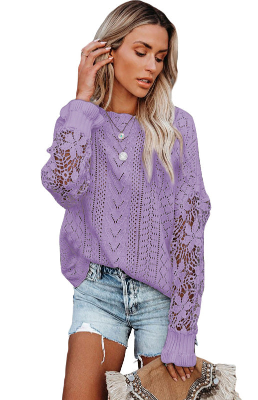 Long Sleeve Cutout Petal Sleeve Sweater