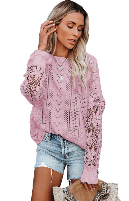 Long Sleeve Cutout Petal Sleeve Sweater