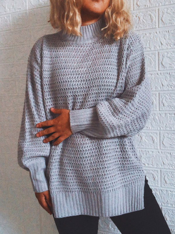 Casual Half Turtleneck Drop Sleeve Knit Sweater Sweater