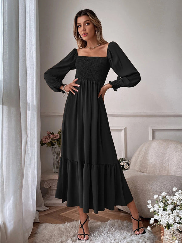 Fashion Hollow Outer Neck Long Sleeve Pullover Dress