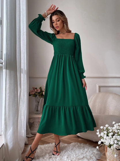 Fashion Hollow Outer Neck Long Sleeve Pullover Dress