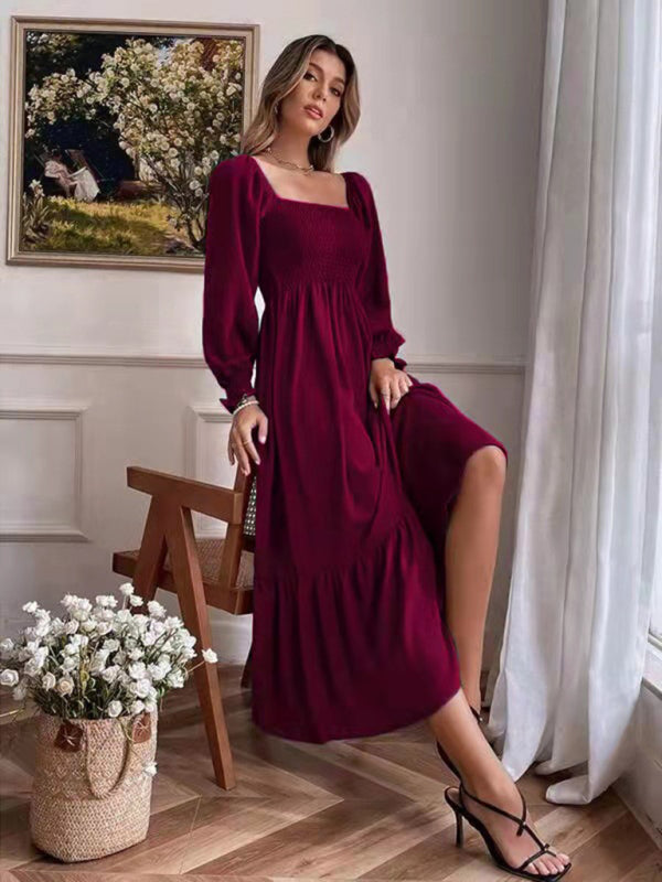 Fashion Hollow Outer Neck Long Sleeve Pullover Dress