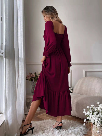 Fashion Hollow Outer Neck Long Sleeve Pullover Dress