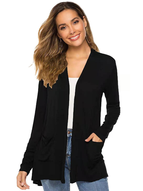 Women's all-match new mid-length long-sleeved cardigan