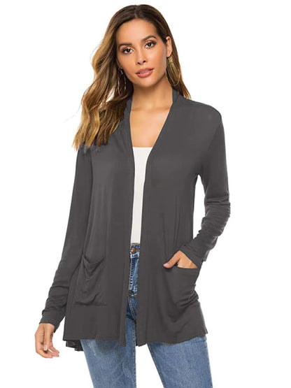 Women's all-match new mid-length long-sleeved cardigan