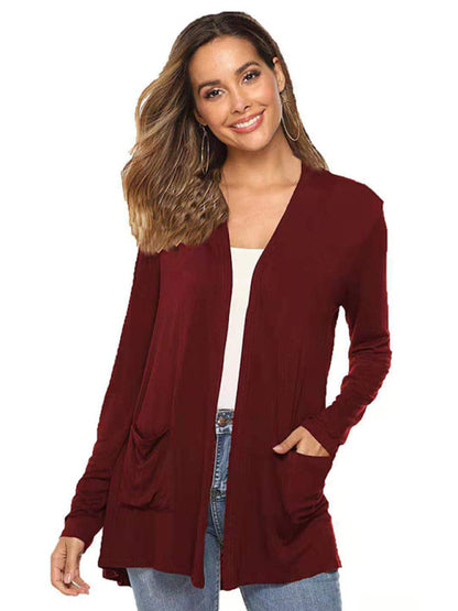 Women's all-match new mid-length long-sleeved cardigan