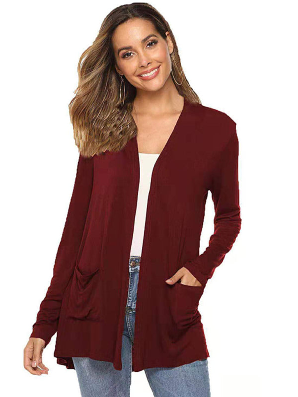 Women's all-match new mid-length long-sleeved cardigan