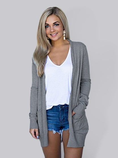 Women's New Tops Long Sleeve Knitted T-Shirt Cardigan