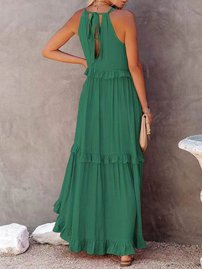 Women's Solid Color A-Line Sleeveless Long Dress