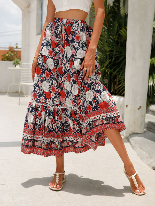 Maxi Cotton Bohemian Beach Resort Skirt