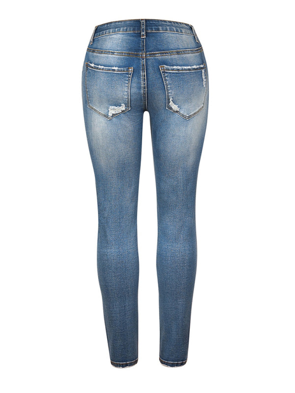 Denim Slim Ripped High Stretch Ladies Denim Trousers